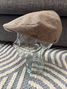 Brixton Hooligan Houndstooth Newsboy Driver Cap Hat Brown Tan Medium 58cm